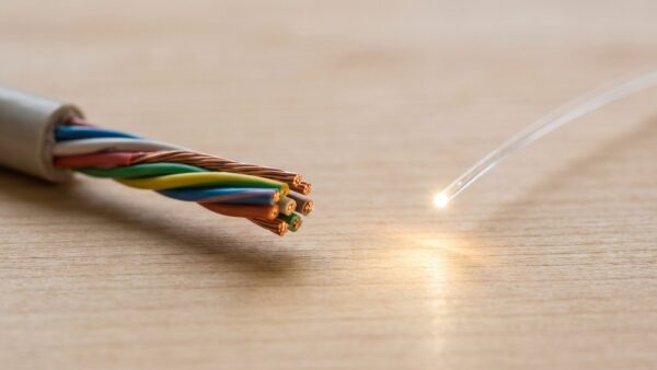 agentC gfdsl i1 Kupferkabel und Glasfaserkabel nebeneinander im Vergleich