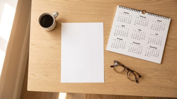 Aktion Mensch Jahreslos Ratgeber mit Losunterlagen und Kalender auf Schreibtisch