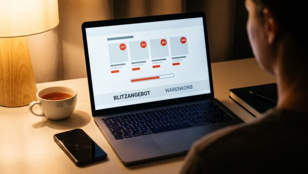 Amazon Cyber Monday Blitzangebote Ablauf am Laptop mit Fortschrittsbalken