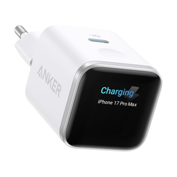 anker nano 45w usb c ladegeraet display Anker Nano 45W USB-C Ladegerät mit Smart Display in Weiß