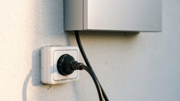 balkonkraftwerk wechselrichter steckdose Balkonkraftwerk mit Schuko-Stecker an einer Aussensteckdose