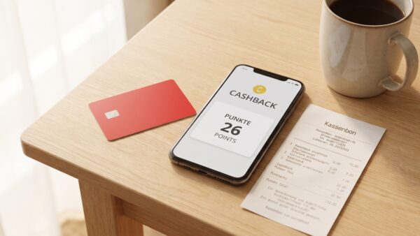 bank cashback inline 1 Sparkassen-Card und Smartphone mit S-Cashback Bonusprogramm auf dem Schreibtisch