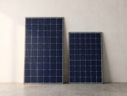 Zwei Solarmodule unterschiedlicher Leistung im Groessenvergleich