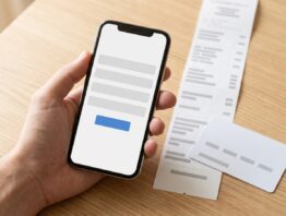 Kaufbeleg und Smartphone mit Registrierungsformular für Hersteller-Cashback
