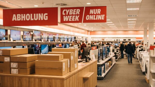 cyber monday mediamarkt saturn filiale Media Markt Filiale mit Cyber Monday Aktionsschildern und Abholstation
