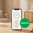 Demenz-/Alzheimer-Test App auf einem Smartphone mit Gratis-Badge