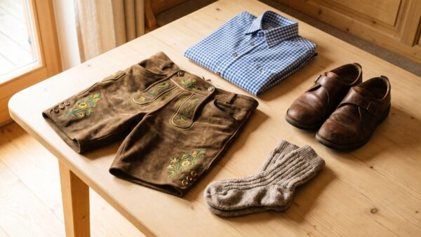 dirndl guenstig kaufen lederhose Lederhose mit Trachtenhemd, Haferlschuhen und Trachtensocken