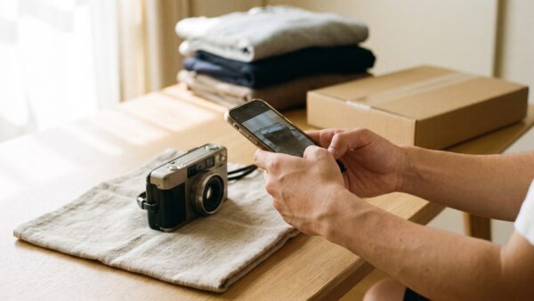 ebay v2 2 einstellen Gebrauchte Kamera wird für ein eBay-Angebot fotografiert — Artikel einstellen Schritt für Schritt