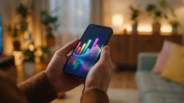 finanz app Person hält ein Smartphone mit Finanz-App in der Hand