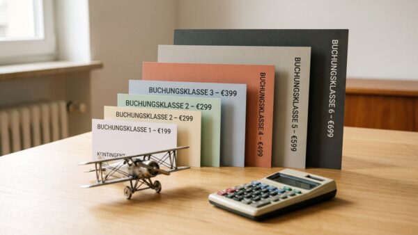 Illustration von Buchungsklassen und Preisstaffeln im Yield-Management einer Fluggesellschaft