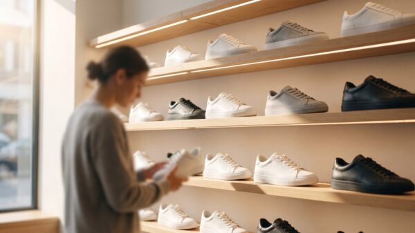 footlocker gutschein store Sneaker-Wand im Foot Locker Store mit Modellen in Weiss und Schwarz