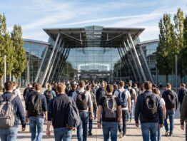Besucher am Eingang der gamescom 2026 in Koeln