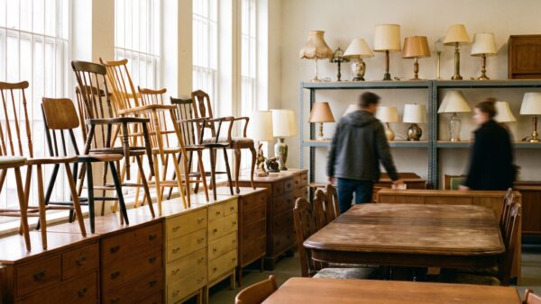 gebrauchte moebel kaufen laden Second-Hand-Möbelladen mit gebrauchten StĂŒhlen, Kommoden und Lampen