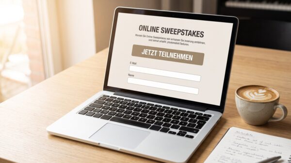 GewinnArena Erfahrungen: Gewinnspiel-Formular auf dem Laptop