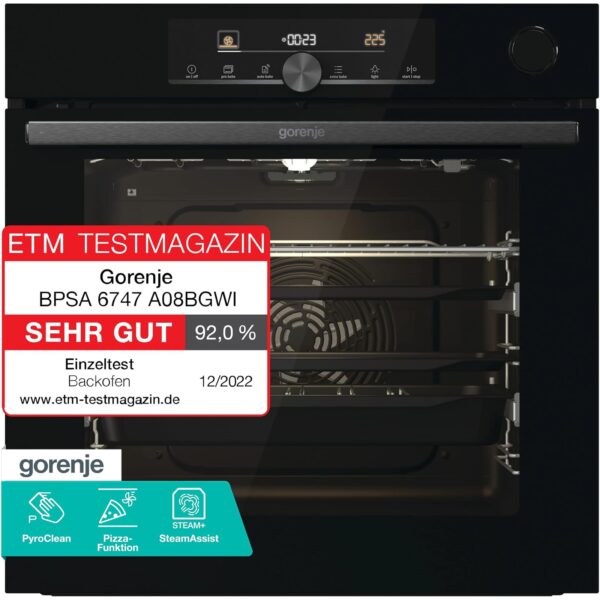 Gorenje OptiBake Advanced BPSA 6747 A08BG Einbau-Backofen 77 l mit Pyrolyse und SteamAssist