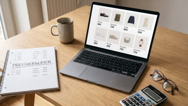 groupon alternativen inline 3 Laptop mit Deal-Übersicht und Notizblock als Symbol für redaktionelle Schnäppchen-Portale als Groupon-Alternative
