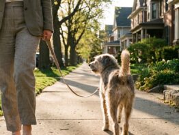 Hund geht an lockerer Leine neben seinem Halter - Hundehaftpflicht Pflicht