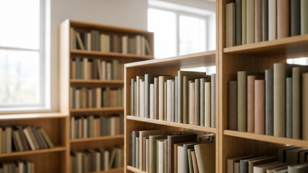 hoerbuch abo vergleich bild 2 Bibliotheksregale mit Buchrücken ohne lesbaren Aufdruck