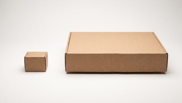 Kleines schweres Paket neben großem leichtem Paket als Vergleich der Abrechnungsart