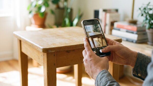 ikea second hand inserat fotografieren Gebrauchten Holztisch mit dem Smartphone für ein Verkaufsinserat fotografieren