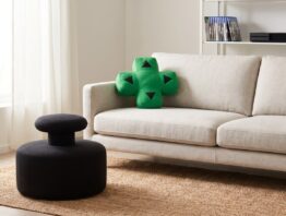 IKEA Xbox Kollektion Steuerkreuz-Kissen und Analogstick-Hocker im Wohnzimmer