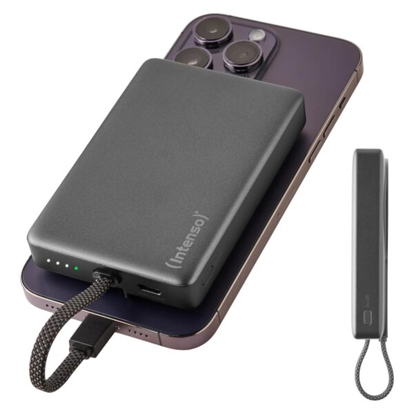 intenso mc10000 magnetische powerbank Intenso MC10000 Magnetische Powerbank 10.000 mAh mit USB-C Kabel, PD 3.0, 20W Fast Charge, magnetische Haftung, Grau
