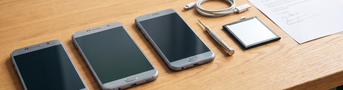 iPhone refurbished kaufen 2026 - aufbereitete Smartphones mit Werkzeug und Ersatzakku