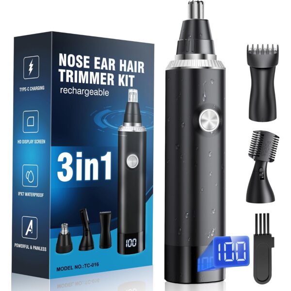 JEETIF Nasenhaartrimmer Herren 3 in 1 Nasentrimmer USB wiederaufladbar Ohrhaartrimmer