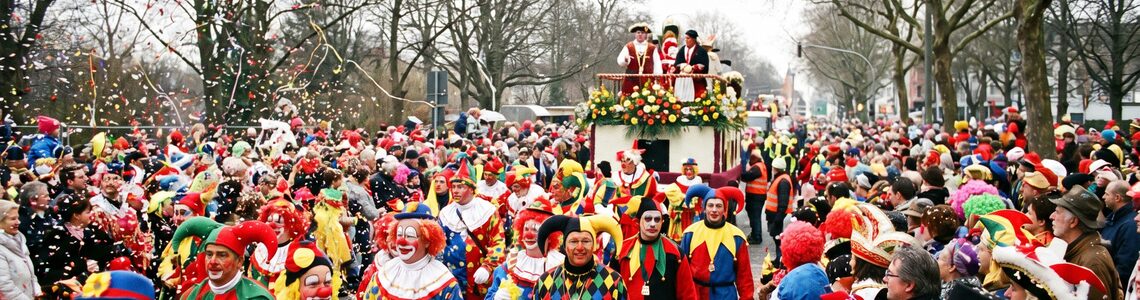 Karneval 2027 Rosenmontagszug mit Konfetti