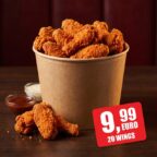 KFC Hot Wings Eimer mit Preisschild 9,99 Euro fuer 20 Wings