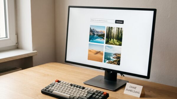 KI-Bilder kostenlos erstellen mit Text-zu-Bild-Generator am Monitor