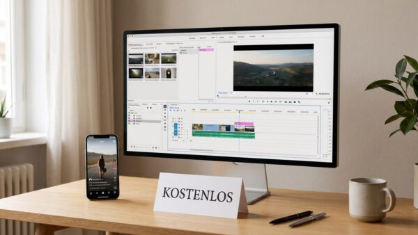KI-Video kostenlos erstellen am Notebook mit Videoschnitt-Zeitleiste