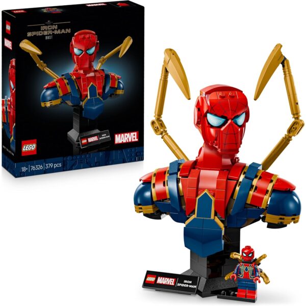 lego marvel iron spider man bueste 76326 LEGO Marvel Iron Spider-Man Büste - Modellbau für Erwachsene - inkl. 2 beweglichen Armen, drehbarem Kopf & Superhelden Minifigur - 76326