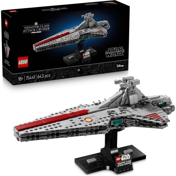 lego star wars 75441 angriffskreuzer venator klasse LEGO Star Wars 75441 Angriffskreuzer der Venator-Klasse mit Standfuß und Namensschild