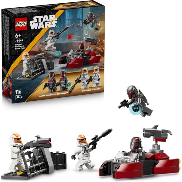 lego star wars 75449 belagerung mandalore LEGO Star Wars 75449 Belagerung von Mandalore Battle Pack - Action-Spielzeug mit 2 Mandalorianer- & 2 Klontruppler-Minifiguren sowie Speederbike & Blastern