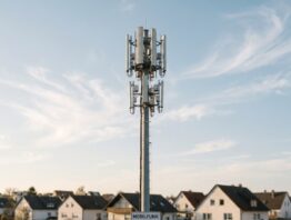 Lidl Connect Netz - Mobilfunkmast im Vodafone-Netz ueber deutscher Vorstadtsiedlung