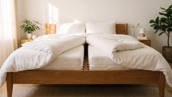 mg 3 doppelbett Zwei Einzelmatratzen im Doppelbett mit sichtbarer Trennfuge