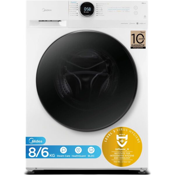 midea mf200d86wb 14eas waschtrockner Midea MF200D86WB-14EAS Slim-Waschtrockner mit 8 kg Waschen und 6 kg Trocknen