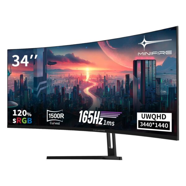 minifire mfg34c5q 34 zoll uwqhd curved gaming monitor Minifire MFG34C5Q 34 Zoll UWQHD Curved Gaming Monitor 165Hz 3440x1440