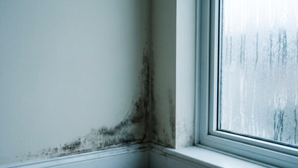 Feuchte Verfaerbung an einer Zimmerwand