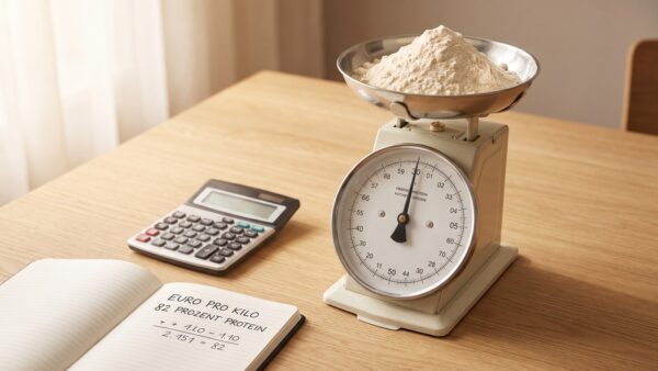 myprotein gutschein preis pro kilo Preis pro Kilo Protein berechnen – Küchenwaage mit Proteinpulver und Taschenrechner