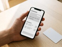 Banking-App auf dem Smartphone neben einer Bankkarte