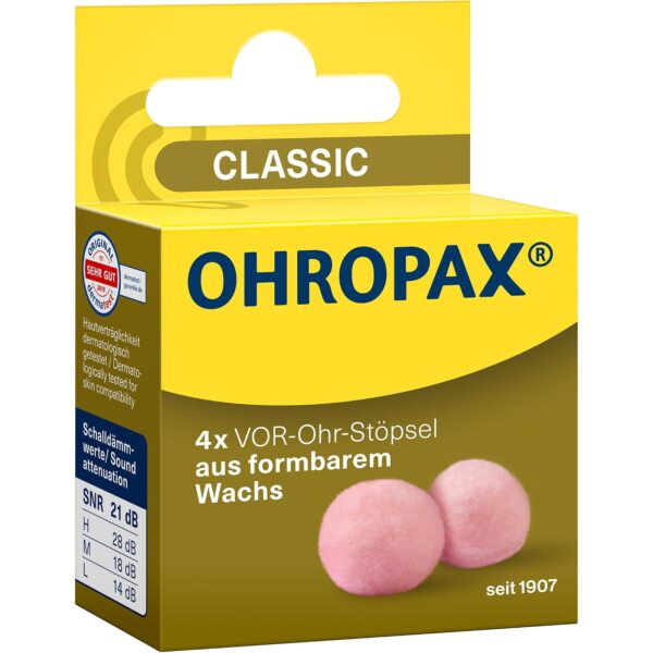 ohropax classic 4er set OHROPAX Classic 4er Set - Wachs Ohrstöpsel als Lärmschutz und Gehörschutz