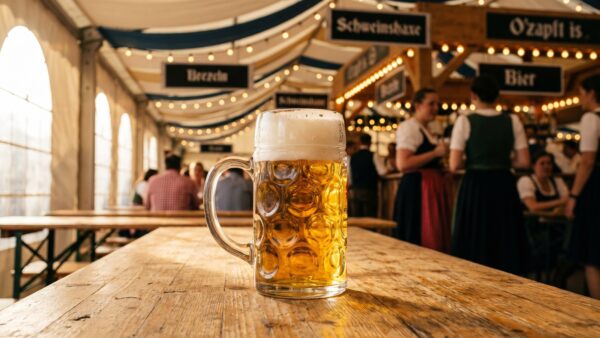 Maß Bier auf dem Oktoberfest 2026 im Festzelt mit Bierpreis-Vergleich