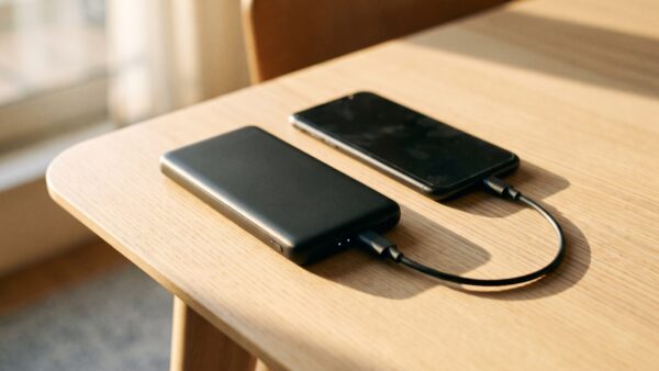 powerbank kaufen laden Powerbank lĂ€dt ein Smartphone ĂŒber USB-C-Kabel