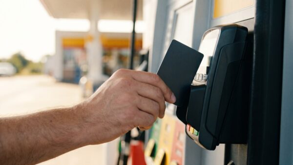 ppk inline2 Prepaid-Kreditkarte am Kartenterminal einer Zapfsäule an der Tankstelle