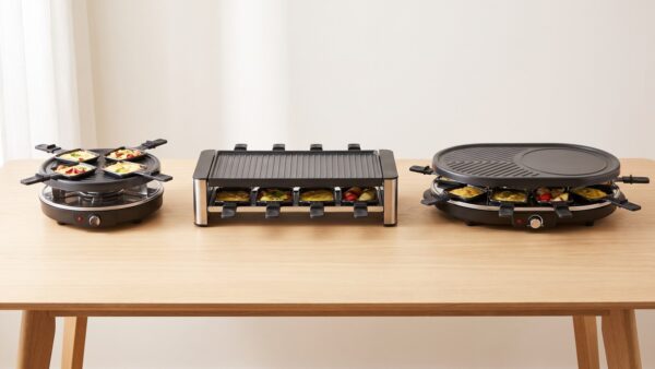 Mehrere Raclette-Grills verschiedener Größen nebeneinander