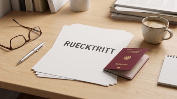 reiseruecktrittsversicherung was abgedeckt Reiserücktrittsversicherung Unterlagen mit Reisepass und Buchungsbestätigung auf Schreibtisch
