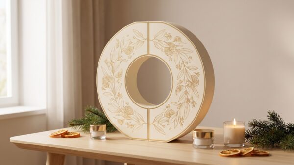 rit kalender Rituals Adventskalender in Kranzform auf hellem Holztisch