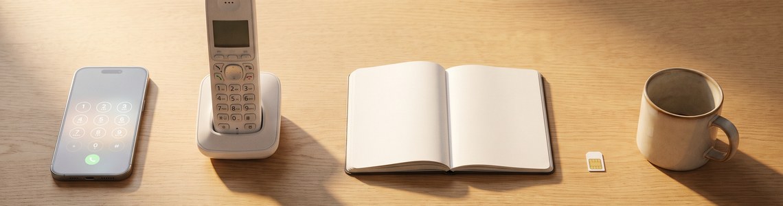 Rufumleitung einrichten 2026 Smartphone und Festnetztelefon auf Schreibtisch
